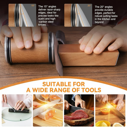 Precision Diamond Knife Sharpener Set with Magnetic Angle Guide | Easy Home Sharpening for Kitchen and Outdoor Knives