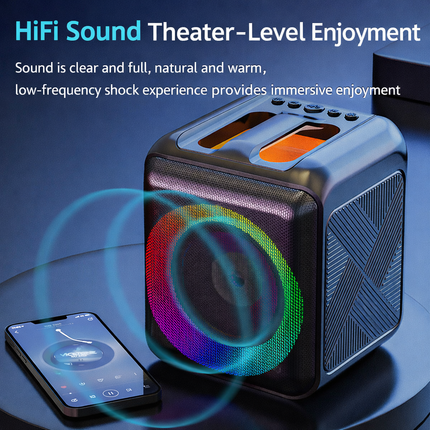 Bluetooth Karaoke Machine with Dual Wireless Microphones | Portable Speaker for Sing-Alongs and Parties