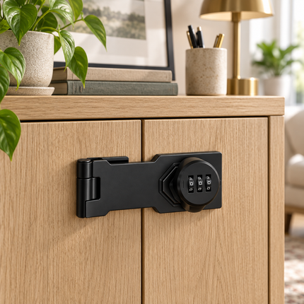 Combination Lock for Cabinets and Drawers, Keyless Cabinet Lock with Self Adhesive Mount, Metal Drawer Lock Latch_01