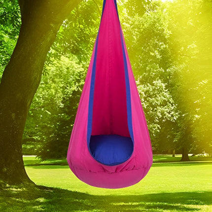 Kids Pod Swing Seat with Support Cushion & Side Pocket | Indoor Sensory Swing for Reading and Relaxation