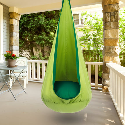 Kids Pod Swing Seat with Support Cushion & Side Pocket | Indoor Sensory Swing for Reading and Relaxation