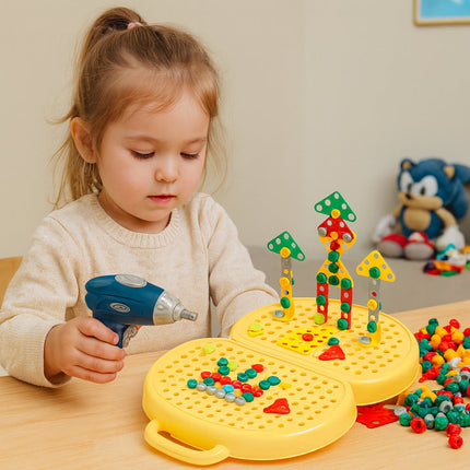 Montessori Building Set for Kids with Electric Screwdriver | STEM Activity Kit for Creative Learning and Problem-Solving