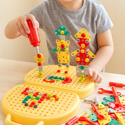 Montessori Building Set for Kids with Electric Screwdriver | STEM Activity Kit for Creative Learning and Problem-Solving