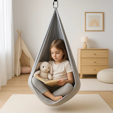 Kids Sensory Therapy Swing with Soft Cotton Fabric | Indoor Hanging Pod Seat for Relaxation and Comfort
