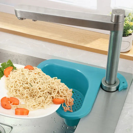 Kitchen Sink Strainer Basket, Corner Drain Caddy with Drainage Holes for Produce, Pasta and Sponges