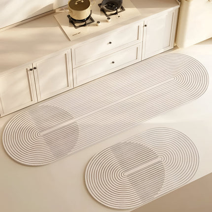 Absorbent Kitchen Mat with Non-Slip Backing | Striped Floor Runner for Drier Floors and Stability