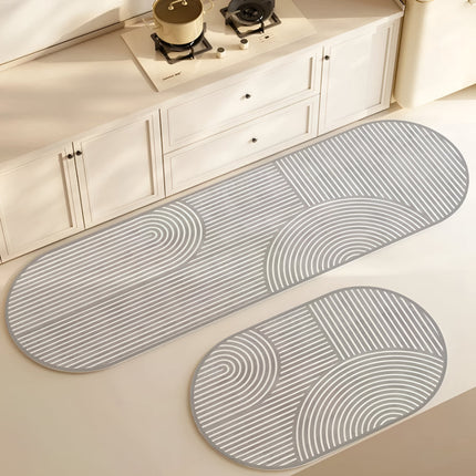 Absorbent Kitchen Mat with Non-Slip Backing | Striped Floor Runner for Drier Floors and Stability