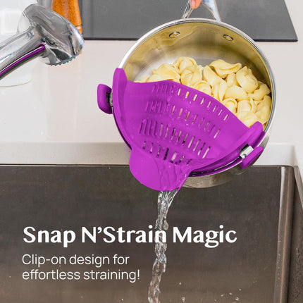 Kitchen Strainer Clip-on Pasta Colander with Fine Drain Pattern | Quick Draining for Easy Food Preparation