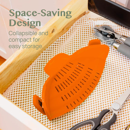 Kitchen Strainer Clip-on Pasta Colander with Fine Drain Pattern | Quick Draining for Easy Food Preparation