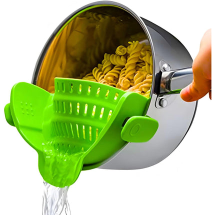 Kitchen Strainer Clip-on Pasta Colander with Fine Drain Pattern | Quick Draining for Easy Food Preparation