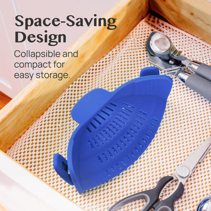 Kitchen Strainer Clip-on Pasta Colander with Fine Drain Pattern | Quick Draining for Easy Food Preparation