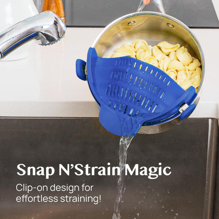 Kitchen Strainer Clip-on Pasta Colander with Fine Drain Pattern | Quick Draining for Easy Food Preparation