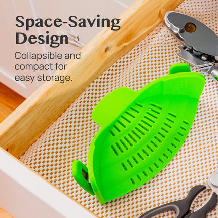 Kitchen Strainer Clip-on Pasta Colander with Fine Drain Pattern | Quick Draining for Easy Food Preparation