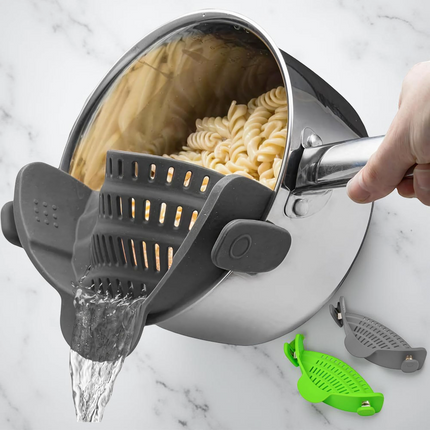 Kitchen Strainer Clip-on Pasta Colander with Fine Drain Pattern | Quick Draining for Easy Food Preparation