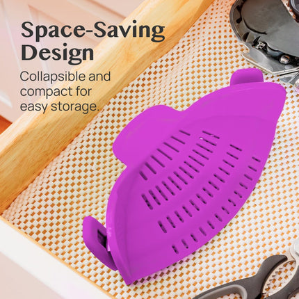 Kitchen Strainer Clip-on Pasta Colander with Fine Drain Pattern | Quick Draining for Easy Food Preparation