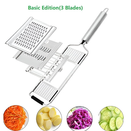 Stainless Steel Vegetable Slicer Mandoline Cutter Set | Ergonomic Design for Precision Cutting and Grating