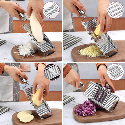 Stainless Steel Vegetable Slicer Mandoline Cutter Set | Ergonomic Design for Precision Cutting and Grating