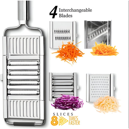 Stainless Steel Vegetable Slicer Mandoline Cutter Set | Ergonomic Design for Precision Cutting and Grating