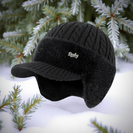 Knit Trapper Ear Flap Winter Hat with Visor | Lightweight Cold Weather Cap for Outdoor Activities