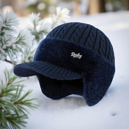 Knit Trapper Ear Flap Winter Hat with Visor | Lightweight Cold Weather Cap for Outdoor Activities