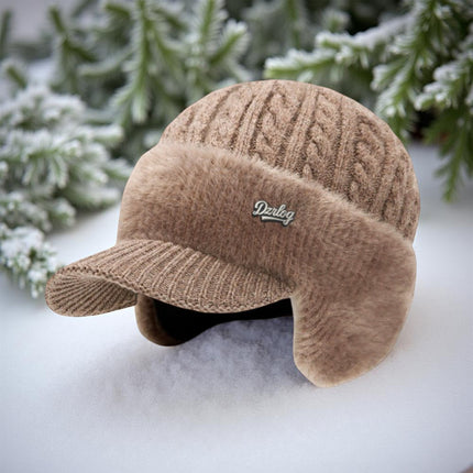 Knit Trapper Ear Flap Winter Hat with Visor | Lightweight Cold Weather Cap for Outdoor Activities