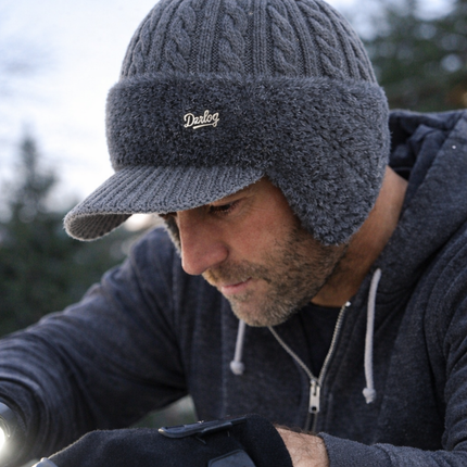 Knit Trapper Ear Flap Winter Hat with Visor | Lightweight Cold Weather Cap for Outdoor Activities