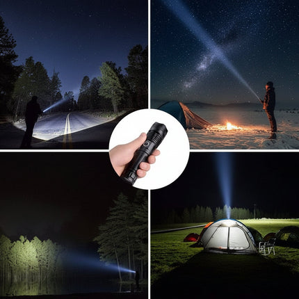 Rechargeable LED Flashlight with Adjustable Zoom | Durable Aluminum Torch for Bright Outdoor Lighting