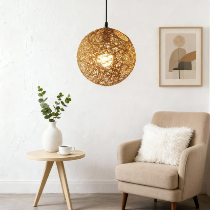 Rattan Pendant Lights, Boho Woven Ceiling Light Fixture – image 25