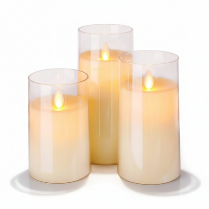 Flameless LED Candles Set with Remote Control & Adjustable Brightness | Safe Warm White Lighting for Home Décor