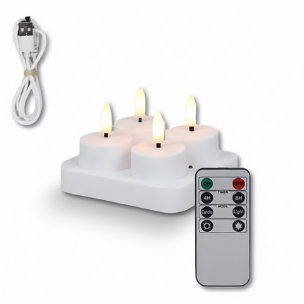 Flameless LED Candle Set with Remote Timer | USB Rechargeable for Safe Home Ambiance
