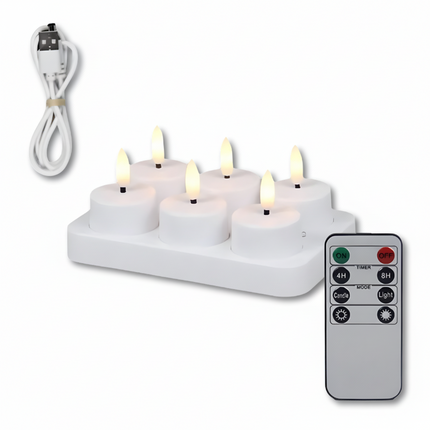 Flameless LED Candle Set with Remote Timer | USB Rechargeable for Safe Home Ambiance