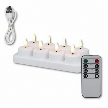 Flameless LED Candle Set with Remote Timer | USB Rechargeable for Safe Home Ambiance