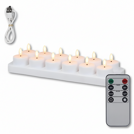 Flameless LED Candle Set with Remote Timer | USB Rechargeable for Safe Home Ambiance