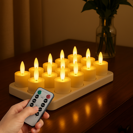 Flameless LED Candle Set with Remote Timer | USB Rechargeable for Safe Home Ambiance