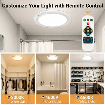 Motion Sensor Ceiling Light with Rechargeable Battery | Wireless LED Flush Mount for Easy Indoor Lighting