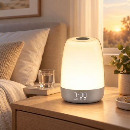 Rechargeable Night Light Dimmable, Sunrise Wake Up Light with Dual Alarm, White Noise Machine with Nature Sounds_02