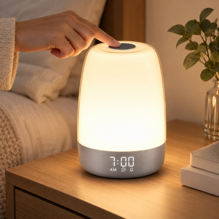 Rechargeable Night Light Dimmable, Sunrise Wake Up Light with Dual Alarm, White Noise Machine with Nature Sounds_01