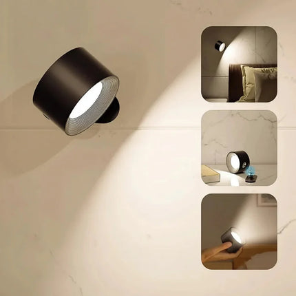 Cordless LED Wall Lamp with 360-Degree Rotation | Dimmable Lighting for Flexible Home Mood