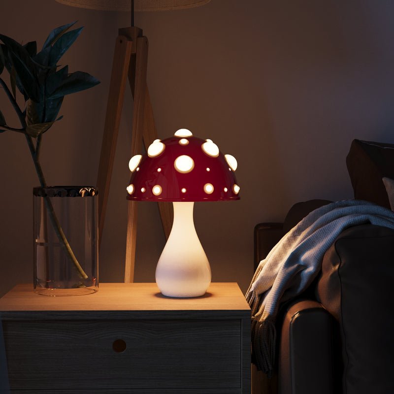 LED Table Lamp | Dimmable Warm White Light with Unique Mushroom Design | Cordless & Versatile for Cozy Living Room Ambience 3