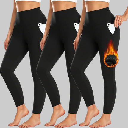 High Waist Pocket Leggings for Women | Full-Length Winter Workout Pants for Everyday Versatility