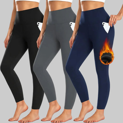 High Waist Pocket Leggings for Women | Full-Length Winter Workout Pants for Everyday Versatility