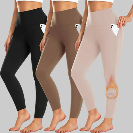 High Waist Pocket Leggings for Women | Full-Length Winter Workout Pants for Everyday Versatility