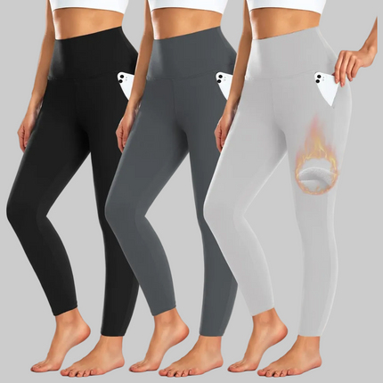 High Waist Pocket Leggings for Women | Full-Length Winter Workout Pants for Everyday Versatility