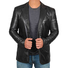 Mens Blazers Leather, Lambskin Leather Blazer for Men with Viscose Lining, Business Casual Blazer, Mens Leather Jacket