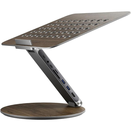 Adjustable Laptop Stand with 360-Degree Rotating Base & USB-C Ports | Enhanced Viewing and Connectivity for Work and Study