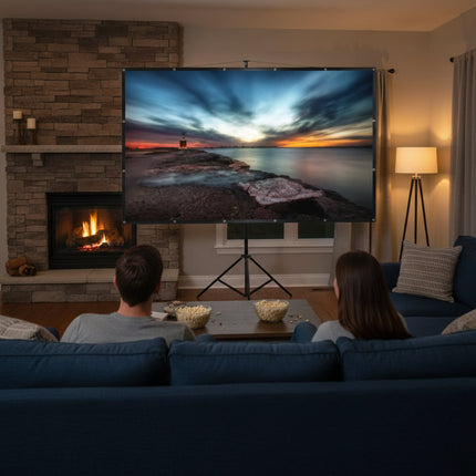 100 Inch Portable Projector Screen with White Viewing Surface | Foldable Design for Home Theater and Presentations