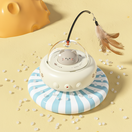 Automatic Laser Cat Toy with Feather Teaser | Interactive UFO Design for Active Play and Exercise