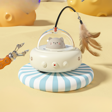 Automatic Laser Cat Toy with Feather Teaser | Interactive UFO Design for Active Play and Exercise