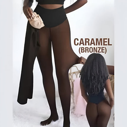Thermal Leggings with Sheer Tights Look | High Waist Design for Warm Winter Wear