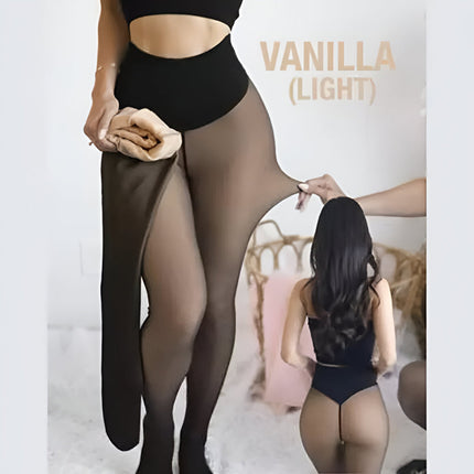 Thermal Leggings with Sheer Tights Look | High Waist Design for Warm Winter Wear
